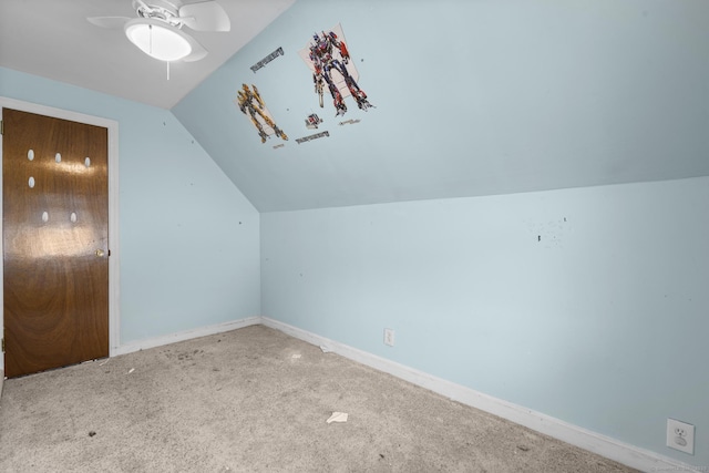 484 Reitter St W, Stratford, CT 06614 - additional living space with ceiling fan, lofted ceiling, and carpet