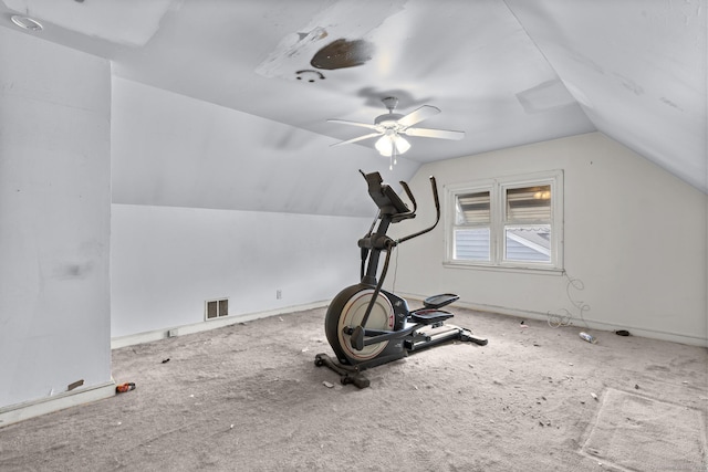 484 Reitter St W, Stratford, CT 06614 - exercise area with lofted ceiling, carpet flooring, and a ceiling fan