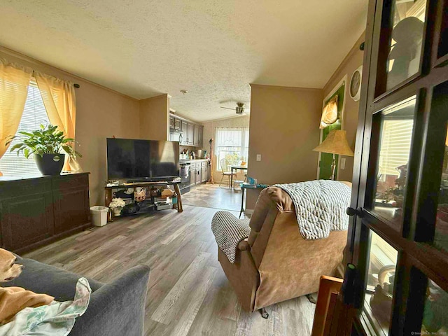 441 Main St Lot 1005, East Hartford, CT 06111 - living area featuring wood finished floors, a textured ceiling, and vaulted ceiling