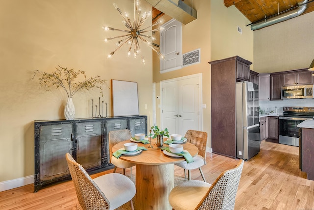 33 Mechanic St Unit 204, Windsor, CT 06095 - dining space with a towering ceiling, a chandelier, light wood-style flooring, and beam ceiling