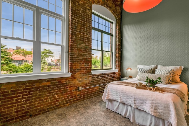 33 Mechanic St Unit 204, Windsor, CT 06095 - carpeted bedroom featuring brick wall and a towering ceiling