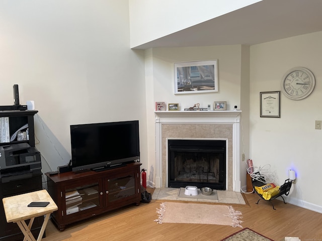 2289 Bedford St Unit A6, Stamford, CT 06905 - living area featuring wood finished floors and a tile fireplace