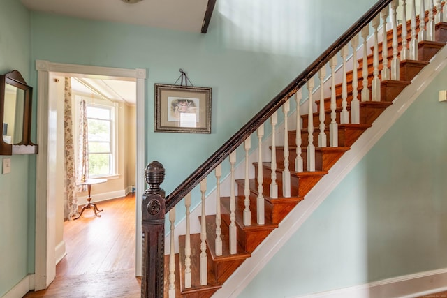 47 Silver St, Middletown, CT 06457 - stairway with wood finished floors and baseboards
