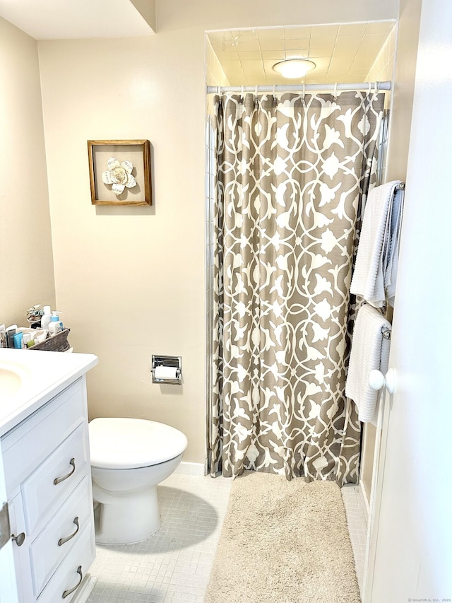 85 Viscount Dr Unit 4E, Milford, CT 06460 - full bathroom with vanity, tile patterned floors, and a shower with shower curtain