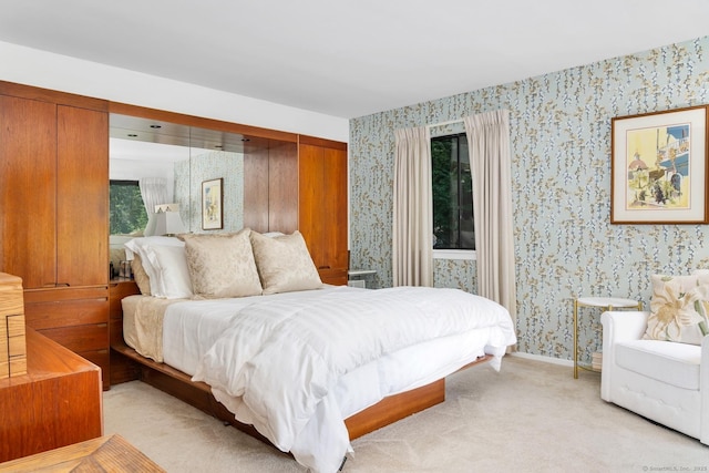 583 Heritage Vlg Unit A, Southbury, CT 06488 - bedroom featuring wallpapered walls and light carpet