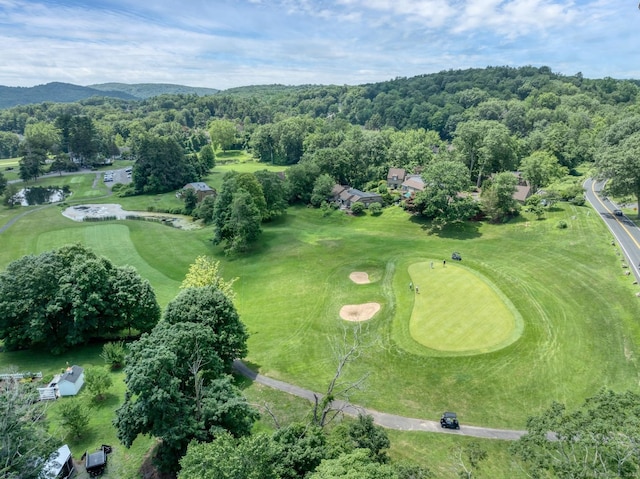 583 Heritage Vlg Unit A, Southbury, CT 06488 - aerial view of property and surrounding area featuring a local golf course and a mountainous background