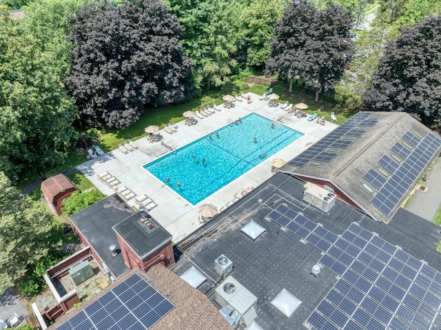 583 Heritage Vlg Unit A, Southbury, CT 06488 - aerial view of a pool