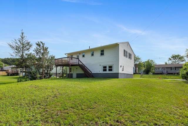 231 Lincolndale Dr, Waterbury, CT 06704 - back of house with stairs, a deck, and a yard