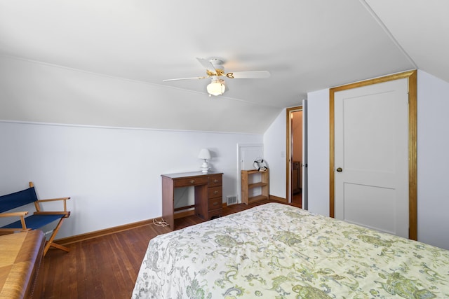 8 Nelson Dr, East Lyme, CT 06333 - bedroom featuring vaulted ceiling, wood finished floors, and ceiling fan