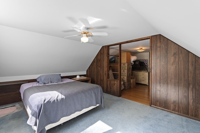 8 Nelson Dr, East Lyme, CT 06333 - carpeted bedroom with vaulted ceiling and ceiling fan
