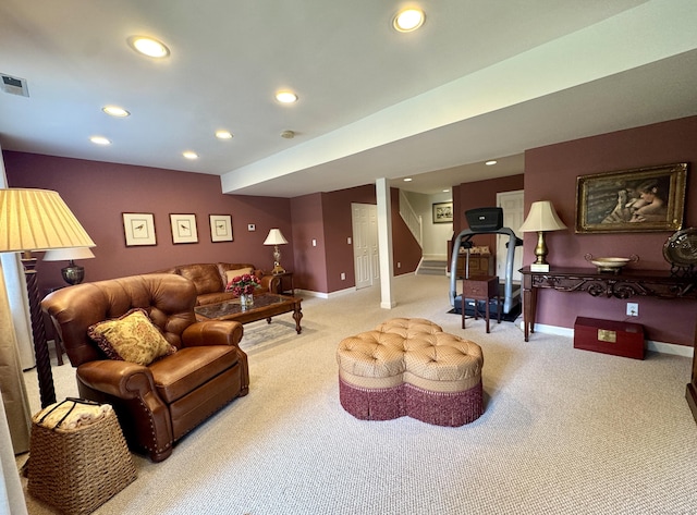 6005 Hancock Dr Unit 6005, Danbury, CT 06811 - living area featuring carpet flooring, recessed lighting, and stairs