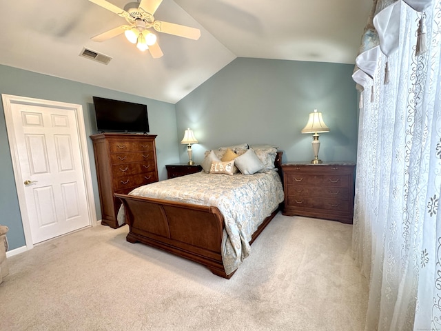 6005 Hancock Dr Unit 6005, Danbury, CT 06811 - bedroom with light colored carpet, vaulted ceiling, and a ceiling fan