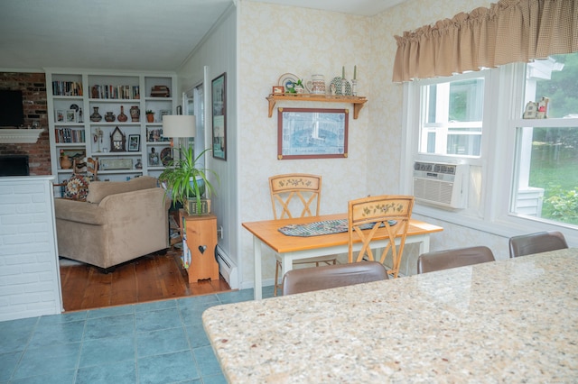 95 Holly Mar Hill Rd, North Branford, CT 06472 - dining area with a baseboard heating unit, plenty of natural light, wallpapered walls, and cooling unit