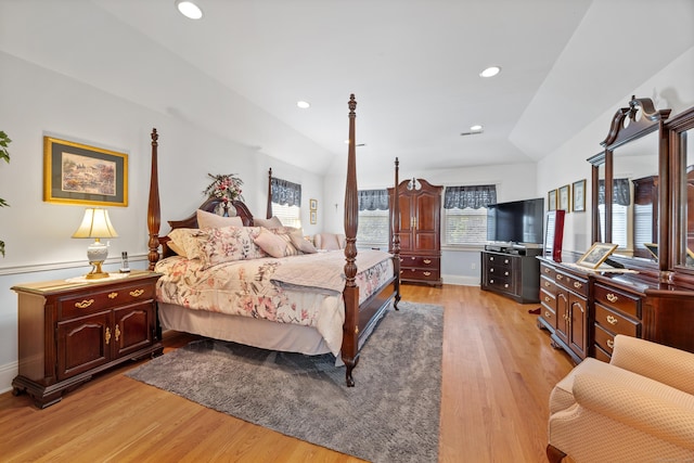 12 Marc Dr, Watertown, CT 06795 - bedroom with light wood-style floors, vaulted ceiling, and recessed lighting