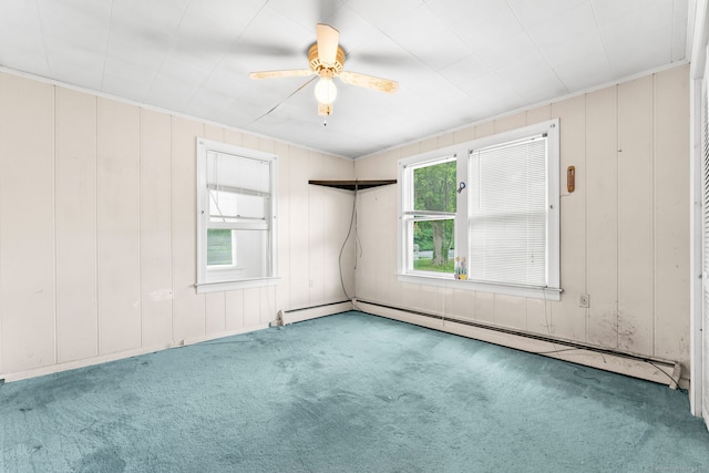 205 Old Norwich Rd, Waterford, CT 06375 - unfurnished room with carpet flooring, a ceiling fan, and a baseboard radiator
