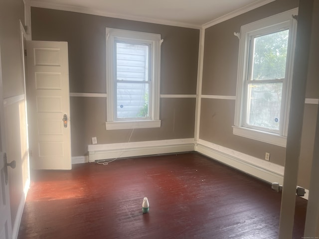 155 Summerfield Ave, Bridgeport, CT 06610 - spare room featuring dark wood-style flooring, plenty of natural light, and ornamental molding