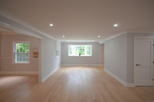401 Unity Rd, Trumbull, CT 06611 - unfurnished room featuring light wood-type flooring, ornamental molding, and recessed lighting