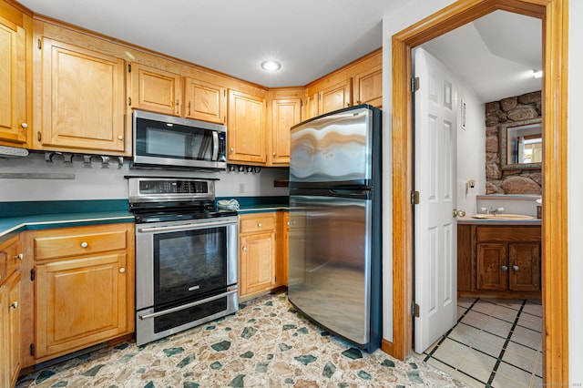 16 Lake St, Burlington, CT 06013 - kitchen with appliances with stainless steel finishes and dark countertops
