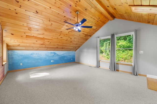 16 Lake St, Burlington, CT 06013 - bonus room with vaulted ceiling, wood ceiling, carpet, and ceiling fan