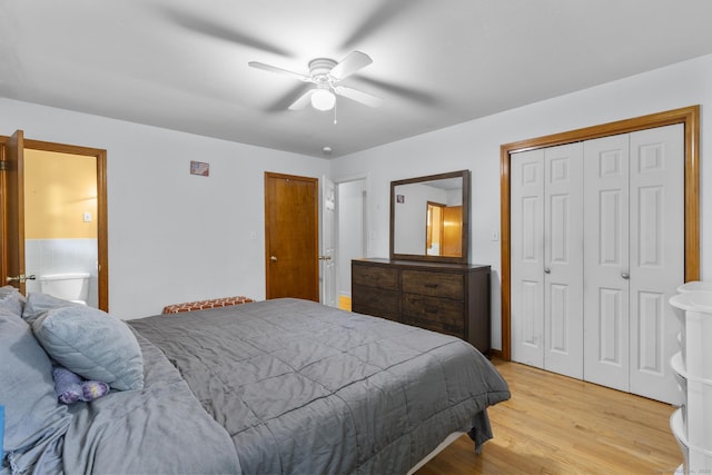 124 Pulaski Hwy, Ansonia, CT 06401 - bedroom with light wood-style flooring and a ceiling fan