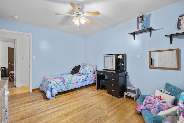124 Pulaski Hwy, Ansonia, CT 06401 - bedroom with light wood-type flooring and ceiling fan