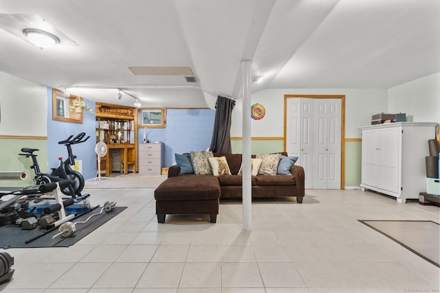 124 Pulaski Hwy, Ansonia, CT 06401 - workout area with rail lighting and light tile patterned flooring