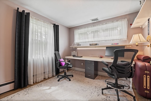 25 Delmar Dr, Bristol, CT 06010 - home office featuring baseboard heating and light colored carpet