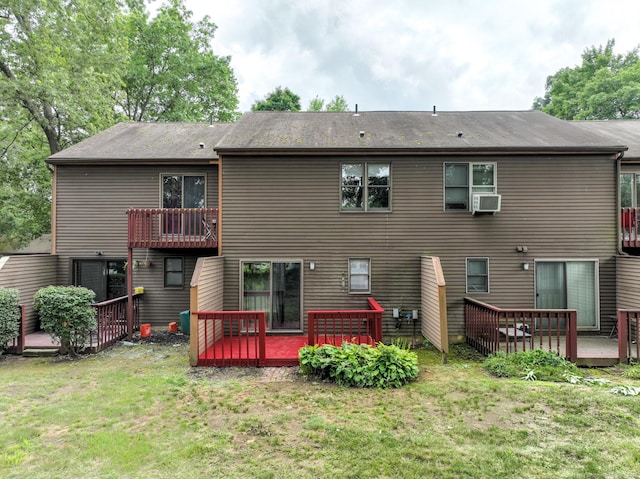 10 Cianci Ave Apt 9, Plainville, CT 06062 - rear view of property with a yard, a wooden deck, a balcony, and cooling unit