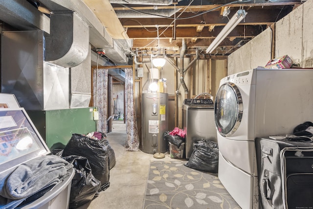 81 W Easton St, Hamden, CT 06514 - unfinished below grade area featuring electric water heater and washer / dryer