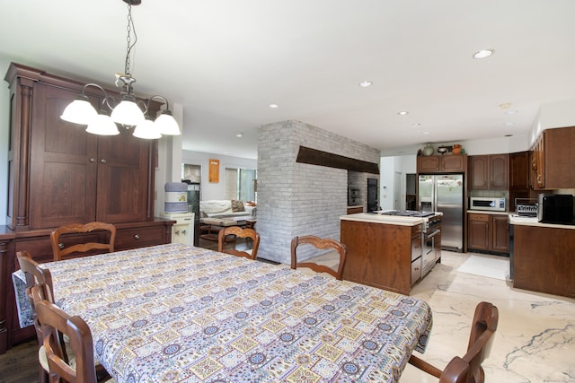 22 Ledgewood Rd, Redding, CT 06896 - dining area with recessed lighting and a chandelier