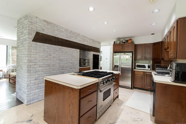 22 Ledgewood Rd, Redding, CT 06896 - kitchen with appliances with stainless steel finishes, light countertops, backsplash, and recessed lighting