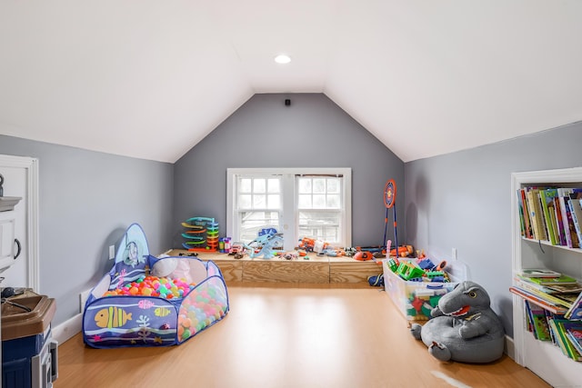 36 School St, Killingly, CT 06239 - game room featuring vaulted ceiling and wood finished floors