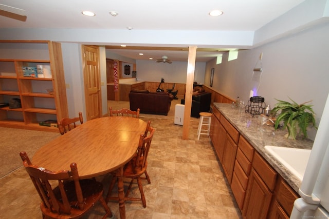 46 Ryan Rd, Tolland, CT 06084 - dining space featuring ceiling fan and recessed lighting