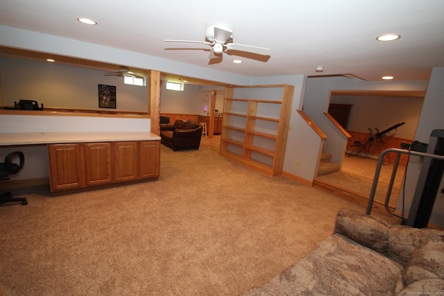 46 Ryan Rd, Tolland, CT 06084 - office with light carpet, recessed lighting, and ceiling fan