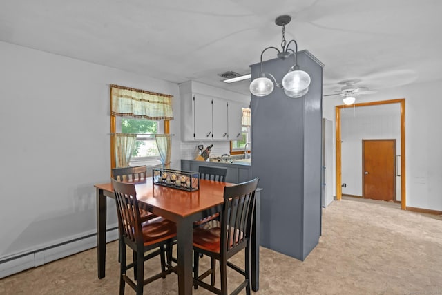 24 Claudia Ave, Brooklyn, CT 06234 - dining area featuring baseboard heating and a ceiling fan