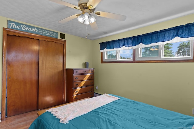24 Claudia Ave, Brooklyn, CT 06234 - bedroom with wood finished floors, a closet, ceiling fan, and baseboard heating
