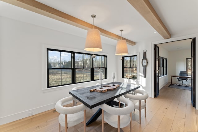 22 Serene Way, Newtown, CT 06470 - dining area featuring beamed ceiling and light wood-type flooring