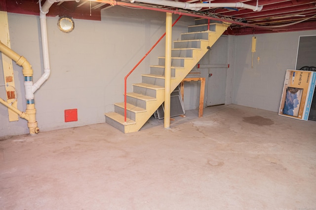 65 Willard St, Hamden, CT 06518 - unfinished basement featuring stairs