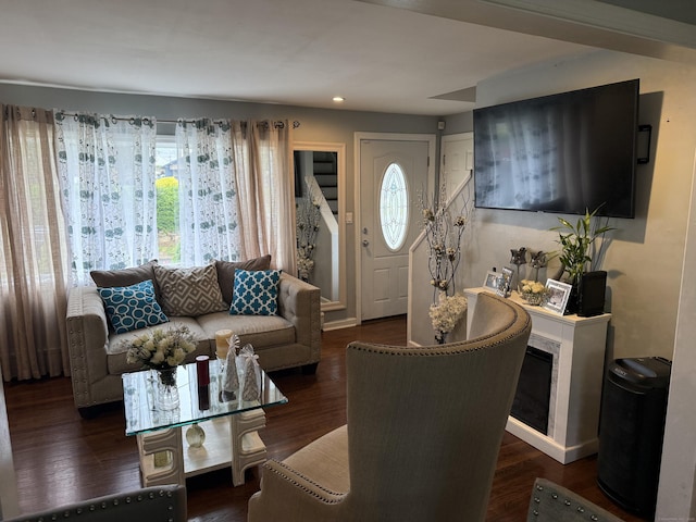 15 Edwards St, Bridgeport, CT 06606 - living area featuring wood finished floors and recessed lighting