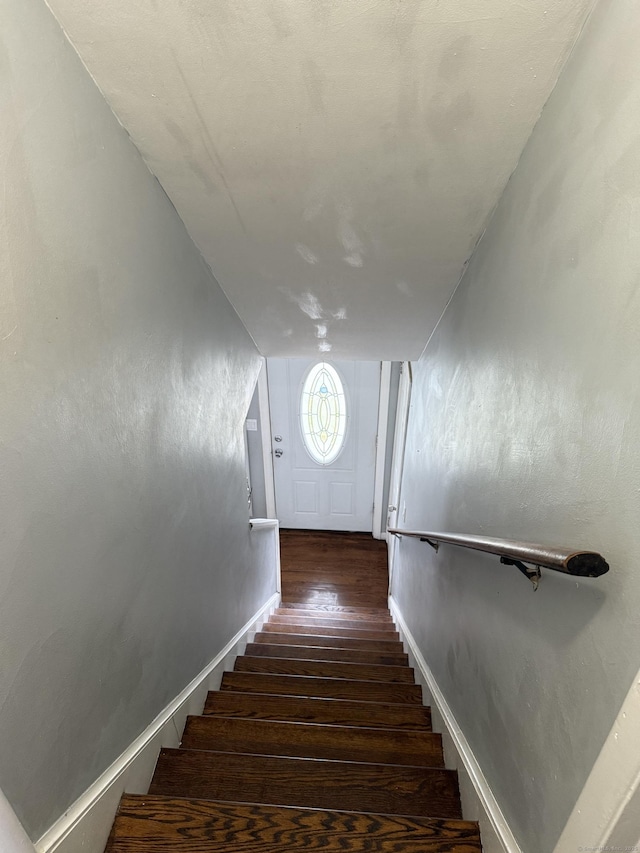 15 Edwards St, Bridgeport, CT 06606 - staircase featuring wood finished floors and baseboards