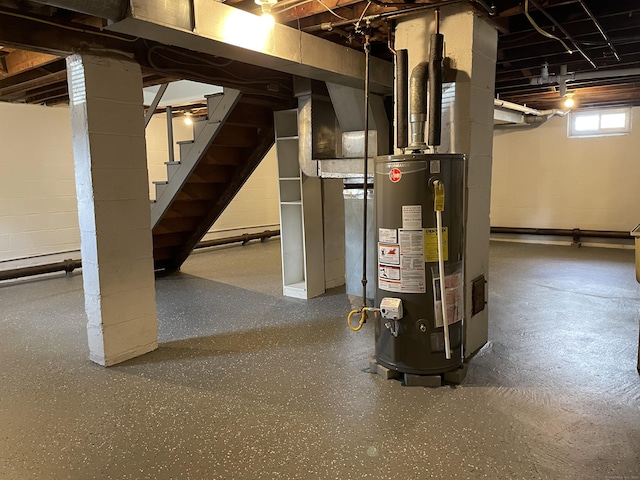 63 Barraclough Ave, Hamden, CT 06517 - below grade area with gas water heater and stairs