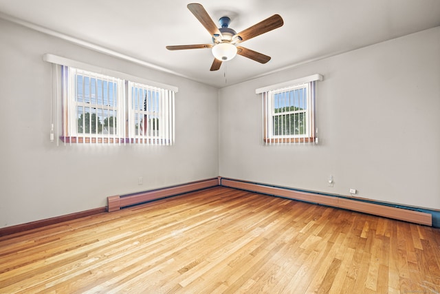 128 Auburn St, Stratford, CT 06614 - spare room featuring wood finished floors, a ceiling fan, and baseboard heating