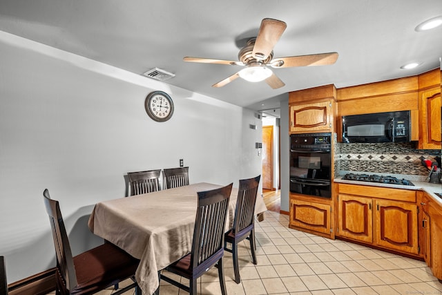 128 Auburn St, Stratford, CT 06614 - dining space featuring ceiling fan, light tile patterned floors, and recessed lighting