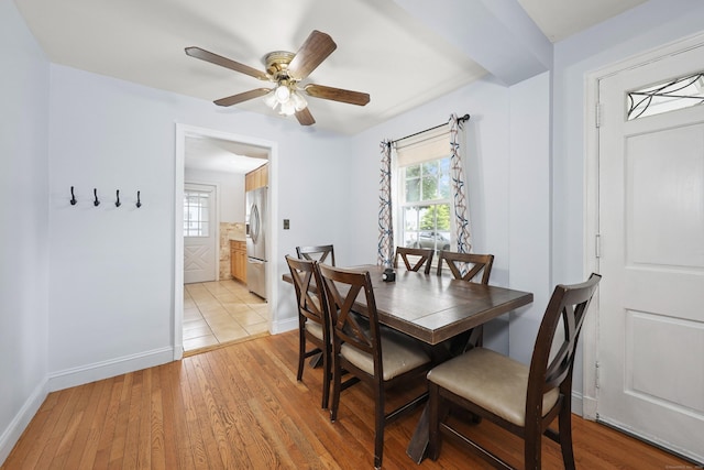 35 Oberlin Rd, Hamden, CT 06514 - dining room featuring light wood-type flooring, plenty of natural light, and a ceiling fan