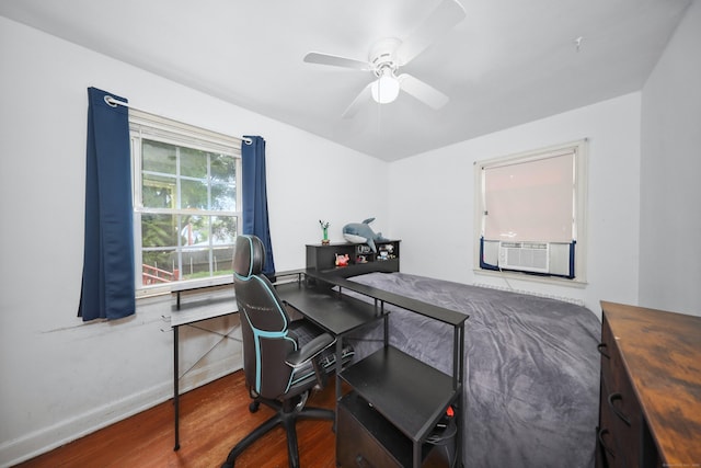35 Oberlin Rd, Hamden, CT 06514 - office with wood finished floors, ceiling fan, and cooling unit