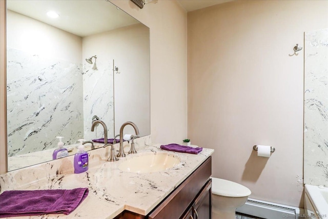 129 Russell Ave, Orange, CT 06477 - bathroom with a baseboard radiator, vanity, and a bathtub