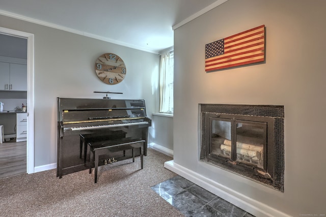 662 Booth Hill Rd, Trumbull, CT 06611 - sitting room with crown molding and a glass covered fireplace