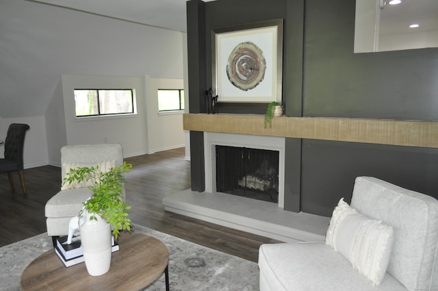 25 Heritage Dr Unit 25, Avon, CT 06001 - living area featuring wood finished floors, recessed lighting, and a fireplace with raised hearth