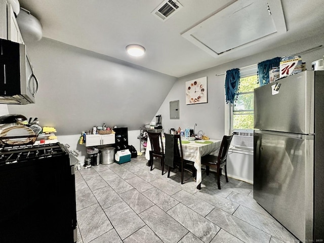 57 Houston St, New Haven, CT 06513 - dining area with electric panel, lofted ceiling, attic access, and cooling unit