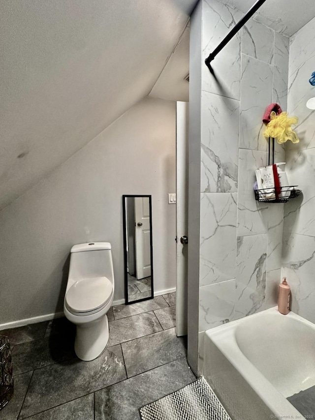 57 Houston St, New Haven, CT 06513 - bathroom with vaulted ceiling and toilet